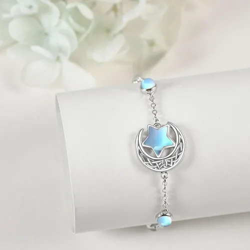 Vista 3 de Clip de papel, nudo, bizantino, doble capa, pulsera de eslabones cruzados, pulsera ajustable de plata esterlina, regalos de joyería para mujeres