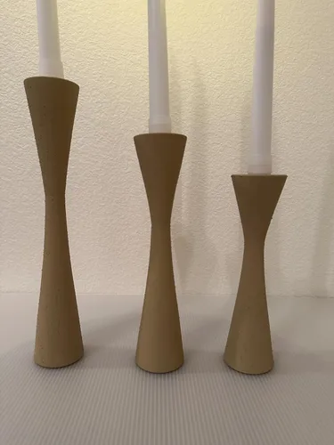 Vista 8 de Portavelas grandes y cónicos Geo de madera, candelabros cónicos y moderno candelabro decorativo para mesa, mantel de boda, fiesta, regalo
