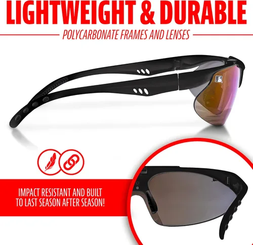 Vista 4 de Franklin Sports Gafas de sol de béisbol + sóftbol – Gafas de sol deportivas para hombre + mujer – Sombras abatibles + gafas no abatibles