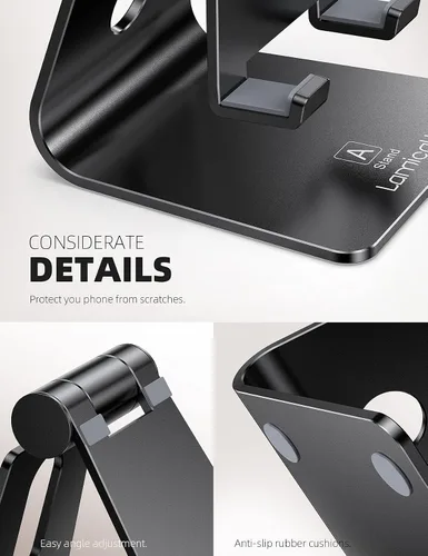Vista 6 de Lamicall Soporte de teléfono universal ajustable., Negro