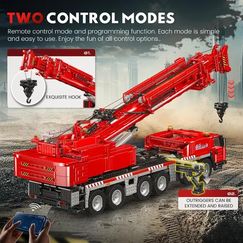 Vista 4 de Mould King 17065 GMK Kit de construcción de grúa móvil, más de 4566 piezas, modelo de camión de ingeniería de control remoto con motores, juguete