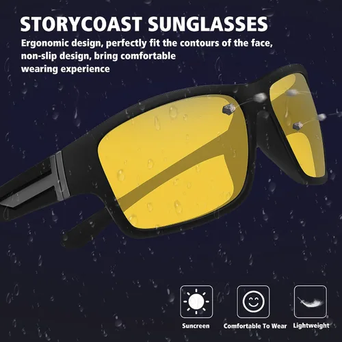 Vista 5 de STORYCOAST Gafas de sol deportivas polarizadas para hombres y mujeres marco irrompible ciclismo pesca conducción