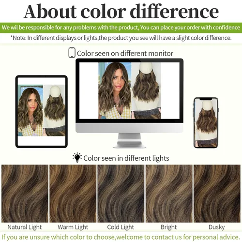 Vista 6 de KooKaStyle - Extensiones de cabello con hilo invisible, diadema transparente, ajustables, 4 clips fijadores, cabello largo y ondulado de 12