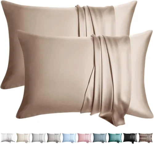Vista 21 de Juego de 2 fundas de almohada de seda 100% de tamaño estándar, fundas de almohada de seda de morera para cabello y piel, juego de 2, seda de la más