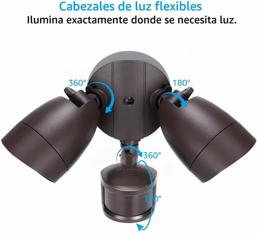 Vista 6 de LEONLITE Luz de inundación con sensor de movimiento, certificación ETL, luces LED de seguridad de aluminio del atardecer al amanecer, cabezales