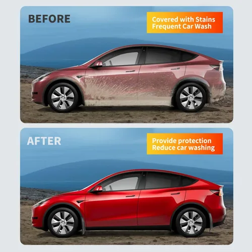 Vista 10 de Tesla Model 3 - Juego de 4 guardabarros sin perforación, protectores contra salpicaduras color negro, para Tesla Model 3 2017-2023 (fibra de carbono)