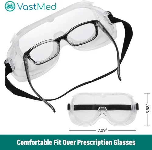 Vista 7 de Gafas de seguridad protectoras antivaho con lente transparente de visión amplia, ajustables para el polvo que se ajustan sobre las gafas