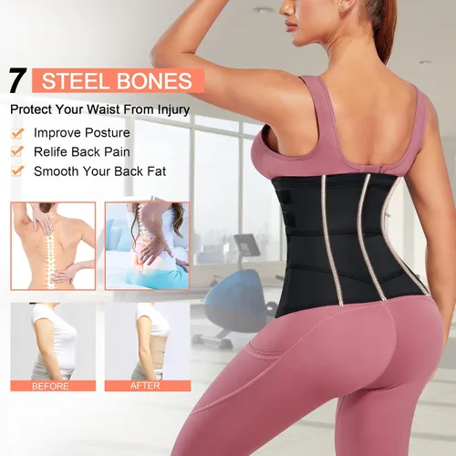 Vista 5 de Gotoly Corsé de entrenamiento de cintura para mujer cinturón de control de abdomen posparto faja para entrenamiento deportivo banda delgada