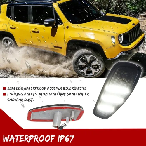 Vista 4 de Kit de lámparas de marcador lateral LED blanco con lente ahumada, compatible con Jeep Renegade 2014, 2015, 2016, 2017, 2018, 2019, 2020, 2021, 2022