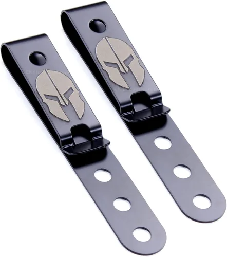 Vista 22 de HolsterSmith - Clip universal de metal para cinturón para hacer fundas, modelo 5, (3 agujeros), color negro táctico