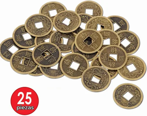 Vista 4 de Beistle 57856 Auténticas monedas chinas de buena suerte, 1 pulgada, 25 monedas en paquete