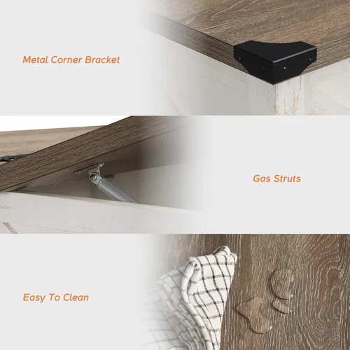 Vista 4 de WAMPAT Mesa de café cuadrada de granja con almacenamiento para sala de estar, mesa central de comedor de 30x30 pulgadas de madera con tapa abatible