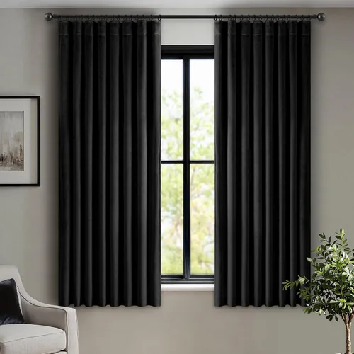 Vista 74 de ANRODUO Cortinas de terciopelo beige de 45 pulgadas de largo, opacas con aislamiento térmico insonorizado, cortinas de privacidad para oscurecer