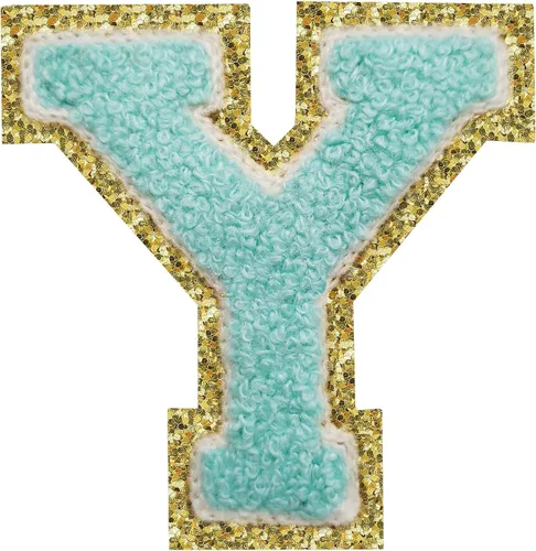 Vista 80 de 3Pcs Letter Patches Varsity Glitters Chenille,SPRT Iron on Blue Letter Patch,Alphabet Cloth Patch for Team Costume Decoration 3.1in Height S