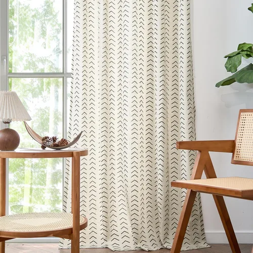 Vista 8 de jinchan Cortinas de lino bohemias para sala de estar, cortinas semitransparentes para dormitorio, 63 pulgadas de largo, cortinas de granja