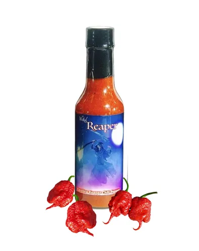 Vista 6 de Carolina Reaper Hot Salsa Wicked Reaper con 6 Chili Peppers World 's Hottest Peppers