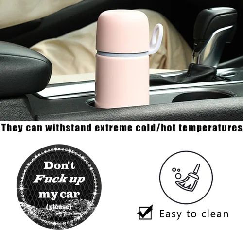 Vista 3 de 2 piezas posavasos brillantes para coche, 2.75 pulgadas insertos antideslizantes para portavasos, posavasos de cristal con diamantes de imitación