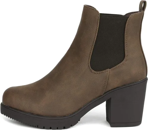 Vista 2 de DREAM PAIRS. FRE - Botines de tacón alto estilo Chelsea para mujer