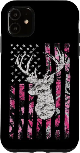 Vista 8 de Pink Camo American Flag Deer Hunter Women's Hunting Case for iPhone 17