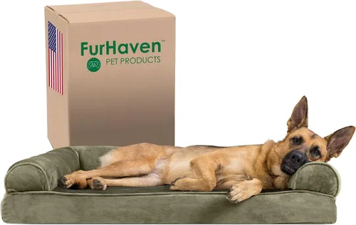 Vista 42 de Furhaven Cama para perro de espuma viscoelástica para perros medianos y pequeños con cojines extraíbles y funda lavable, para perros de hasta 35