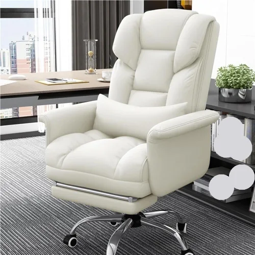 Vista 4 de Reclining Office Chair with Footrest Ergonomic Gaming Desk Chair PU Leather High Back Executive Computer Swivel Seat(Black)