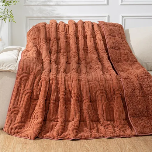 Vista 20 de Cottonblue Manta con peso de jacquard de 15 libras para adultos, tamaño individual, manta de forro polar sherpa ultrasuave para relajarse y dormir