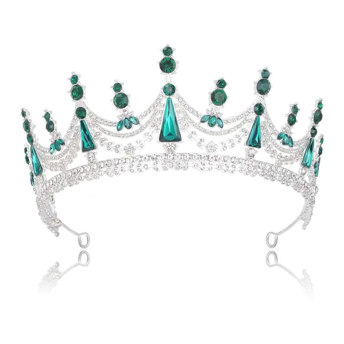 Vista 7 de FORSEVEN - Tiara de novia de cristal para cumpleaños, coronas de diamantes de imitación, boda, Halloween "Adult Women Bride Bridesmaid Engagement