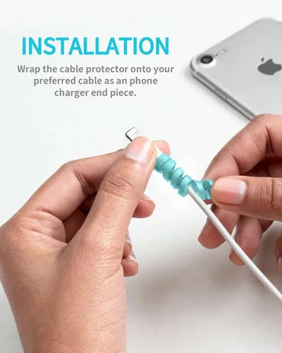 Vista 5 de Protector de cable para almohadilla de teléfono, portátil, protector de cable de silicona, 12 protectores de carga, protector de cable
