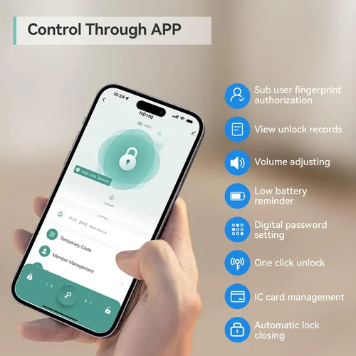 Vista 3 de TUYA - Cerradura de palanca inteligente de huellas dactilares con control de aplicación, entrada sin llave, pantalla táctil Bluetooth, mango