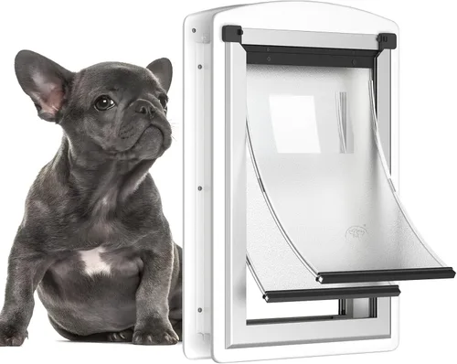 Vista 8 de [MAVRICTECH] Extea - Puerta grande para perro para puerta, puerta de perro para puerta interior y exterior con marco de acero y túnel telescópico