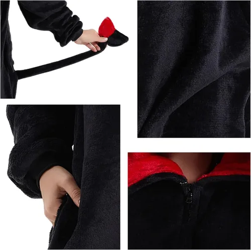 Vista 4 de Pijama unisex para adultos, disfraz de franela para Halloween