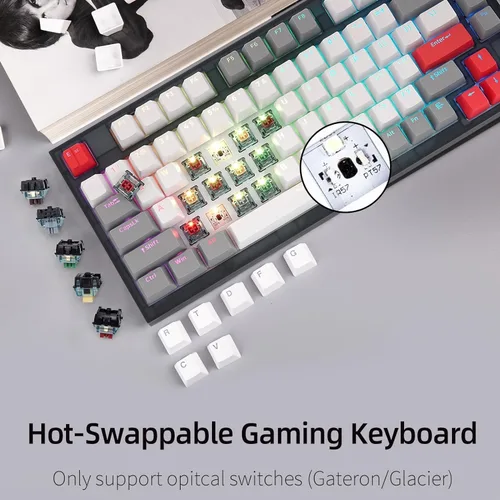 Vista 2 de SKYLOONG Teclado mecánico GK75 TKL - Teclado para juegos intercambiable en caliente 75% RGB - Teclas PBT de doble disparo - Teclado programable