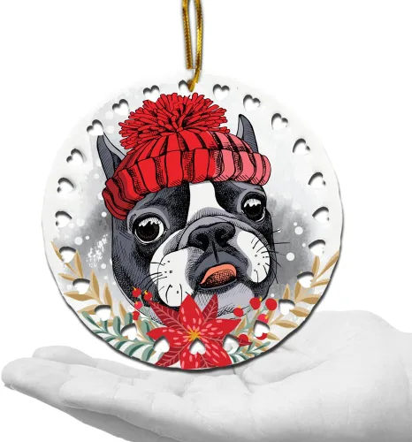 Vista 8 de BELLA BUSTA -Adorno de Navidad para perros, decoración navideña para amantes de los perros, estampado de Navidad UV