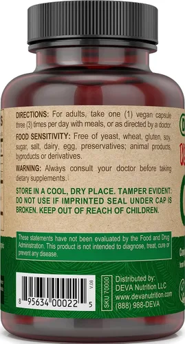 Vista 3 de DEVA Vitaminas veganas ácido linoleico conjugado (CLA), de aceite de cártamo sin OMG, 90 cápsulas, 1 paquete