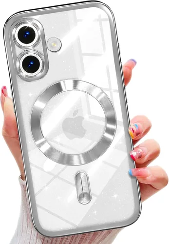 Vista 47 de Misscase Funda magnética compatible con iPhone 14 Pro con purpurina y protector de lente de cámara, protección completa, compatible con MagSafe Negro
