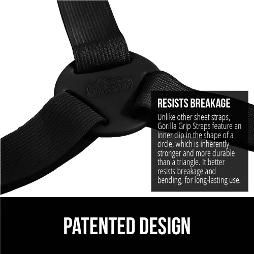 Vista 3 de GORILLA GRIP Sujetadores de Sábanas con Patente Pendiente, Sujetadores Elásticos Ajustables con Clips de Metal, Correas de Ropa de Cama Ajustada que