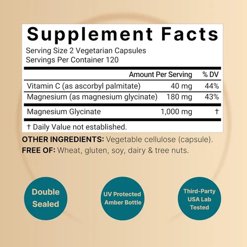 Vista 2 de NatureBell - Suplemento de glicinato de magnesio 1000 mg, 500 mg por cápsula, 240 píldoras, 100 % quelado y purificado, sin OGM y sin gluten