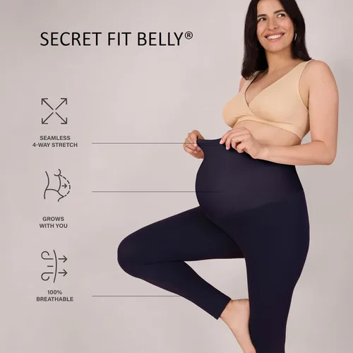 Vista 7 de Motherhood Maternity - Leggings elásticas para mujer, longitud completa, Secret Fit, para el vientre durante el embarazo Negro