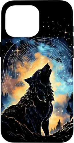 Vista 19 de Howling Wolf Space Galaxy Stars Wolves Animal Case for iPhone 17