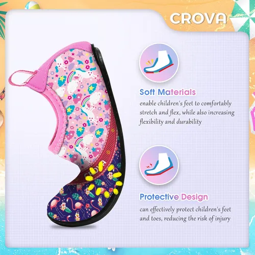 Vista 4 de CROVA Zapatos de agua para niños pequeños, calcetines acuáticos de secado rápido, antideslizantes, zapatos deportivos para niños y niñas pequeños