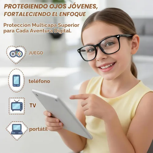 Vista 2 de Gafas de luz azul para niños antirreflejos y filtro UV 3 Pack Mix Color-2 (Edad 6-9)