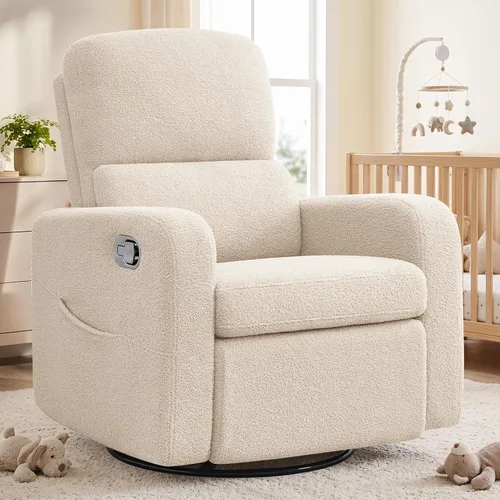 Vista 14 de Mecedora giratoria mecedora eléctrica, silla reclinable para cuarto Gris