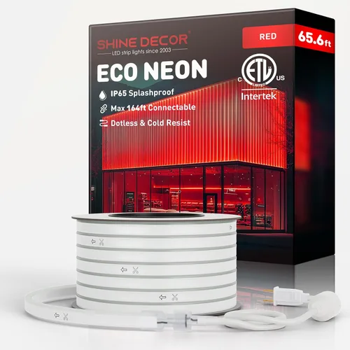 Vista 22 de Shine Decor Tira de luces LED AC 120V, cuerda de neón eco de 120 LED/m sin puntos, conectable y cortable, IP65 impermeable y resistente al clima