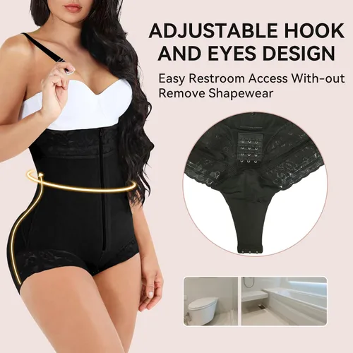 Vista 3 de Fajas moldeadoras para mujer con control de abdomen, moldeador de cuerpo, levantador de glúteos, ropa de compresión con busto abierto
