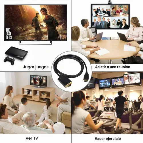 Vista 6 de Wonlyus Cable HDMI a VGA chapado en oro 1080P HDMI macho a VGA macho adaptador de video activo cable convertidor (6 pies/5.9 ft)
