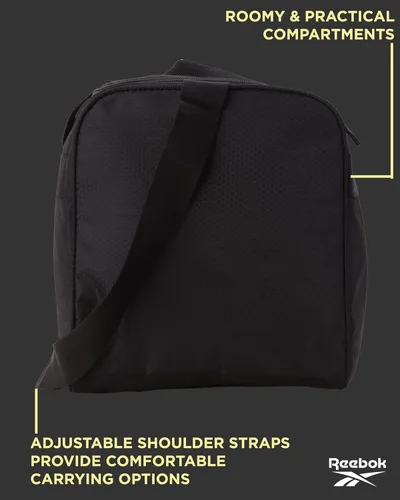 Vista 4 de Reebok Bolsa de lona - Bolsa de gimnasio para entrenamiento y viajes, bolsas de lona de tamaño pequeño para mujeres y hombres, Warrior II negro