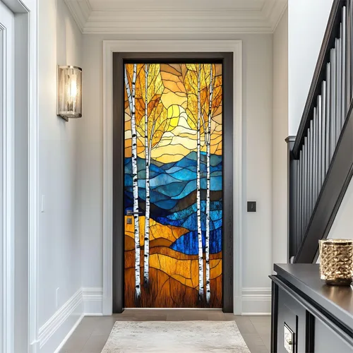 Vista 10 de Calcomanías para puerta, 3D y 90, diseño de arcade, visera, VR, aventura, murales, papel tapiz autoadhesivo para puerta, póster para dormitorio