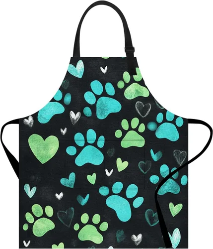 Vista 28 de Delantal de cocina para el hogar, cocina, horneado, jardinería, para mujeres y hombres, con bolsillos, delantal impermeable, 32 x 28 pulgadas