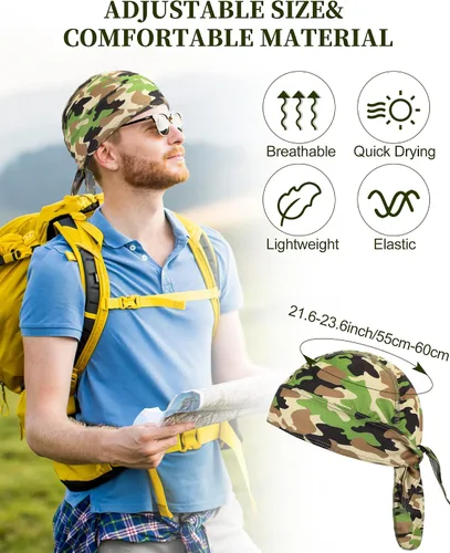 Vista 2 de 15 piezas Do Rag Skull Cap Enfriamiento Casco Liner Sudor Absorbe la Cabeza Envolturas Bandana Beanie Bicicleta Casco Liner para Hombres Mujeres