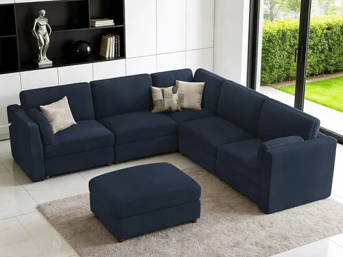 Vista 18 de CUGOAO Sofá biplaza extragrande de 83.5 pulgadas, sofás para sala de estar, sofá nube de felpilla de asiento profundo, sofá modular seccional, funda